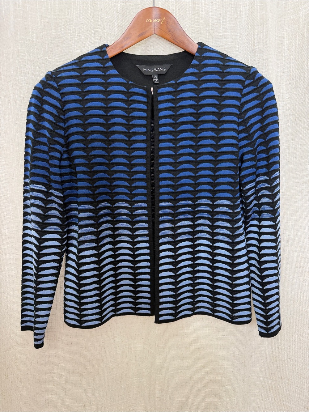 Ming Wang Black and Blue Gradient Knit Blazer Size Petite Small